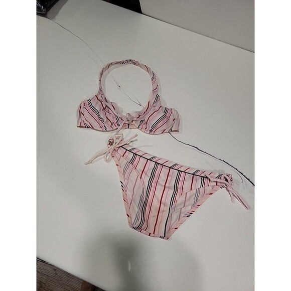 Striped ESPRIT BEACH Vintage 2pc  Bikini SwimSuit Size XS-MEDIUM  READ *SWIMBIN* - Picture 1 of 16